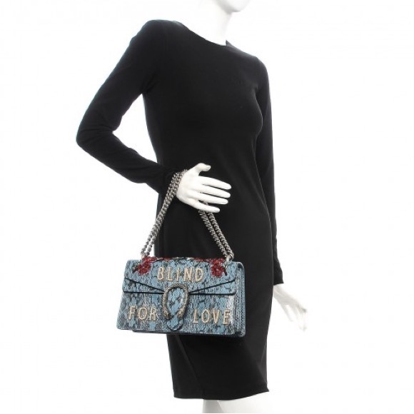 Like New Gucci Python Blind For Love Dionysus Genuine Purse Blue Rhinestones - Picture 17 of 17